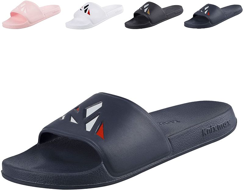 Photo 1 of Knixmax Slide Sandals for Women Men, Open Toe Athletic Outdoor Sport Slides, Slip on Beach Bath Shoes House Shower Slippers Unisex 11/12
