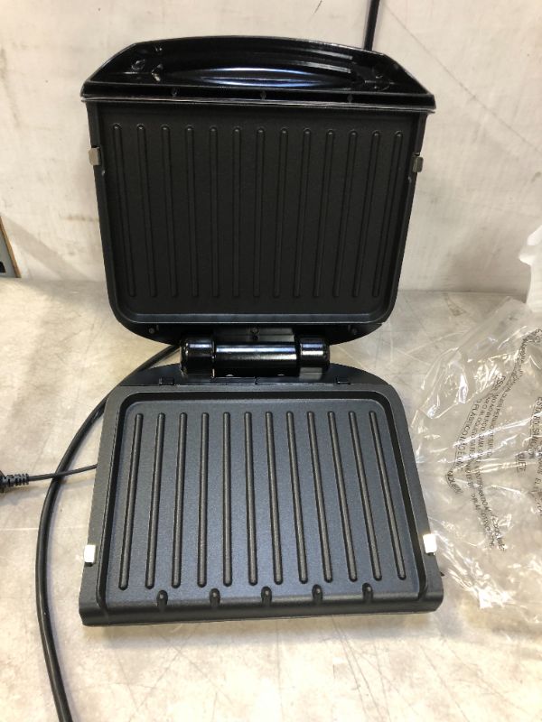 Photo 1 of George Foreman 4-Serving Removable Plate Electric Grill and Panini Press, Black, GRP1060B