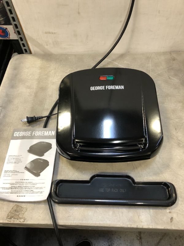 Photo 1 of George Foreman 4-Serving Removable Plate Electric Grill and Panini Press, Black, GRP1060B