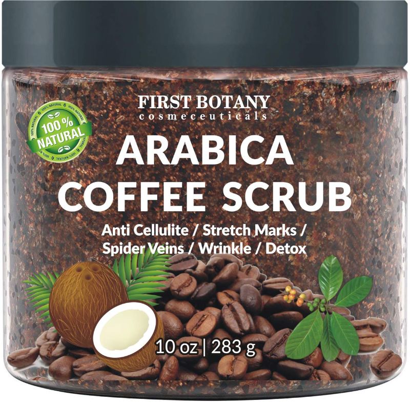 Photo 1 of 100% Natural Arabica Coffee Scrub with Organic Coffee, Coconut and Shea Butter - Best Acne, Anti Cellulite and Stretch Mark treatment, Spider Vein Therapy for Varicose Veins & Eczema
