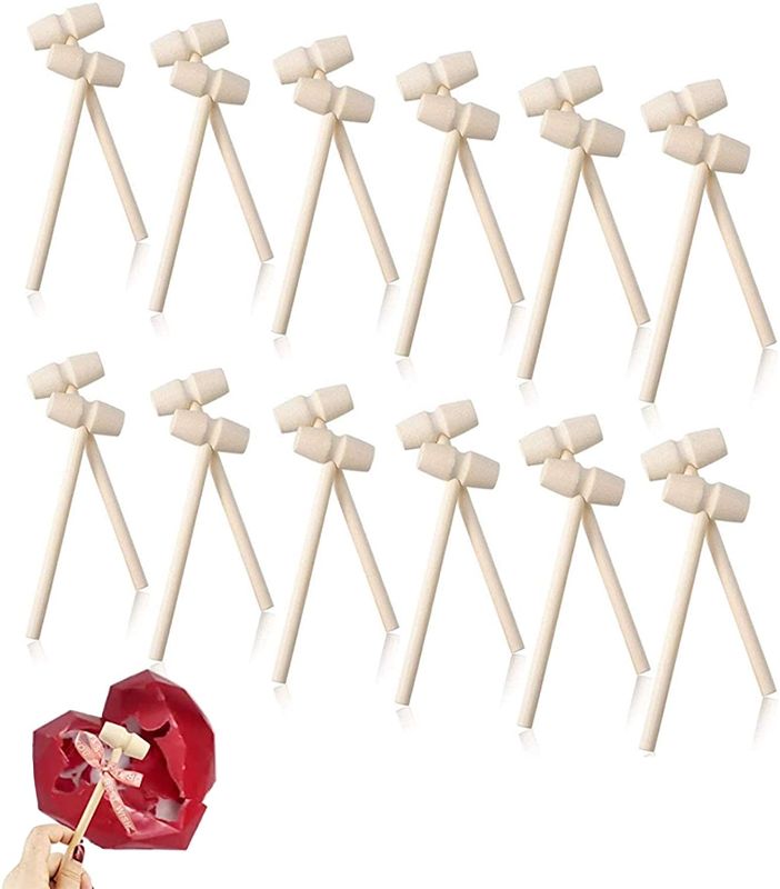Photo 1 of 24 PCS Mini Wooden Hammers for Chocolate, Natural Hardwood Crab Lobster Mallets for Cracking Chocolate Heart Shellfish Seafood Tool
