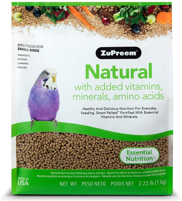 Photo 1 of ZuPreem Natural Bird Food for Small Birds, 2.25 lb (Pack of 1) - Made in USA, Essential Nutrition forr Parakeets, Budgies, Parrotlets
best by 4 - 30 - 22 