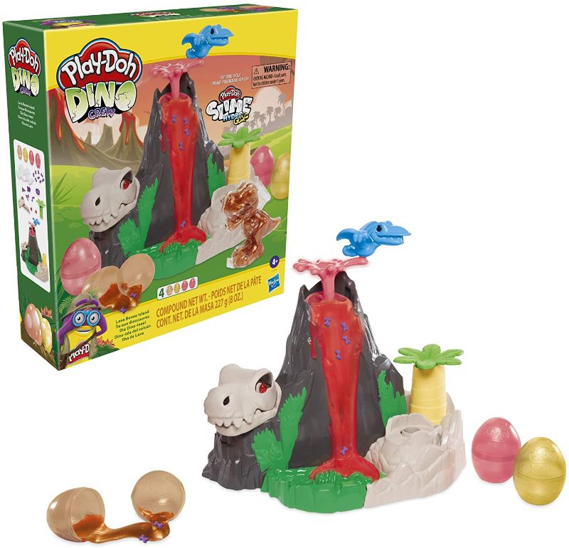 Photo 1 of Play-Doh Slime Dino Crew Lava Bones Island Volcano Playset with HydroGlitz Eggs and Mix-ins, Dinosaur Toy for Kids 4 Years and Up, Non-Toxic
