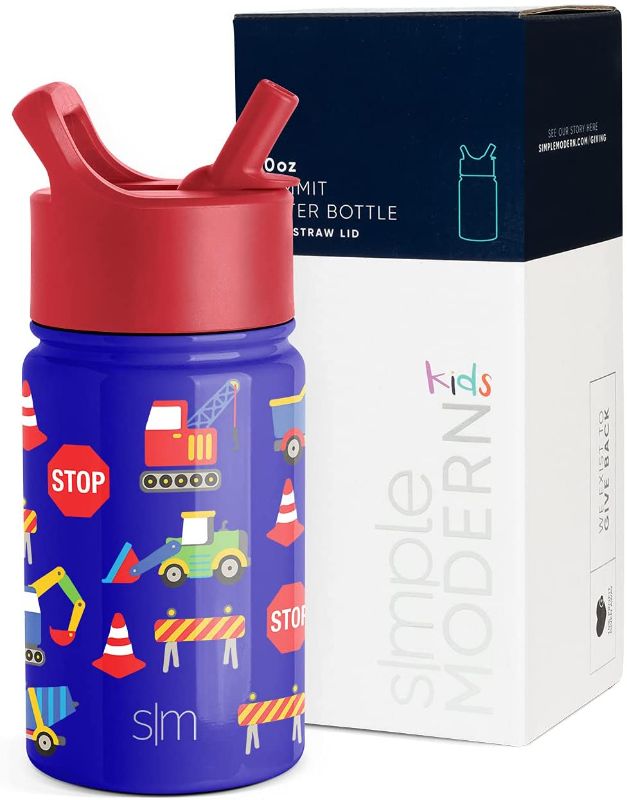 Photo 1 of Simple Modern 10oz Summit Kids Water Bottle Thermos with Straw Lid - Dishwasher Safe Vacuum Insulated Double Wall Tumbler Travel Cup 18/8 Stainless Steel -Under Construction
