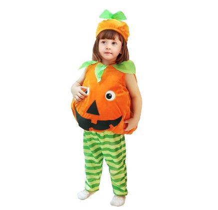 Photo 1 of Girls Pumpkin Costume, Boys Outfit Toddler Kids Baby Lantern Faces Fancy Dress up for Halloween Party 3-4T
