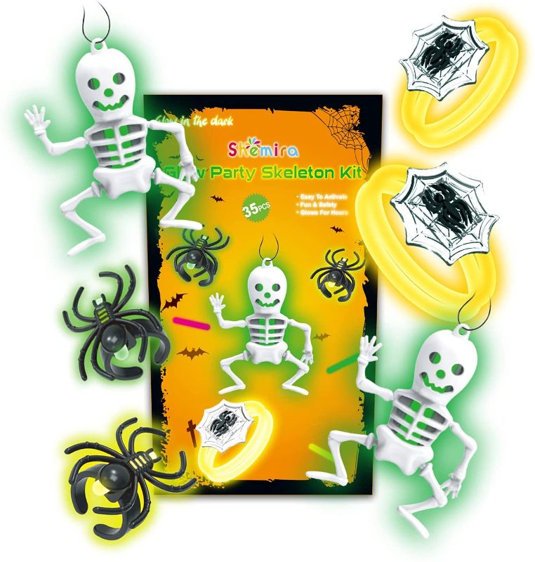 Photo 3 of Shemira Halloween Glow Party Favors for Kids, 35pcs Glow Halloween Toys for Halloween Goodie, Trick or Treating, Halloween Miniatures, Halloween Wearable Kit, School Classroom Game Rewards
