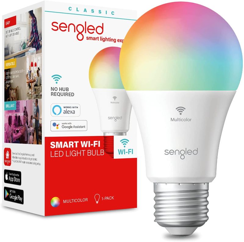 Photo 1 of Sengled Smart Bulb, Color Changing Light Bulb, Smart Light Bulbs that Work with Alexa & Google Assistant, A19 RGB Multicolor Alexa Light Bulb No Hub Required, 60W Equivalent 800LM High CRI>90, 4 Pack

