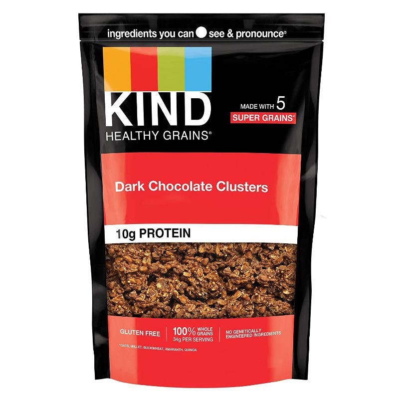 Photo 1 of 2 pack - KIND Healthy Grains Clusters, Dark Chocolate Granola, 10g Protein, Gluten Free, Non GMO, 11 Ounce (Pack of 1)
best by dec - 6 - 21 