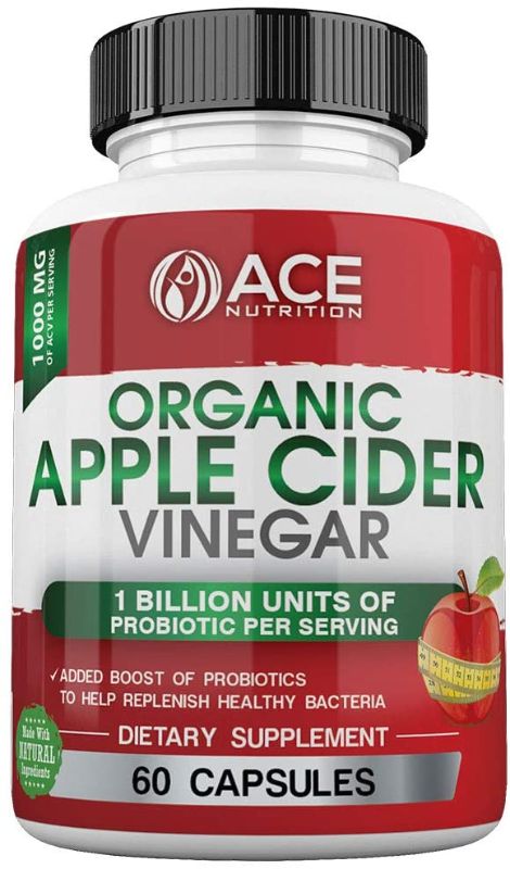 Photo 1 of ACE Nutrition Organic Apple Cider Vinegar Capsules (1000 mg) with Probiotics (1 Billion Units) | Natural Detox and Weight Loss Supplements | Cayenne Pepper | Non-GMO, Gluten Free
best by 10 - 21 
