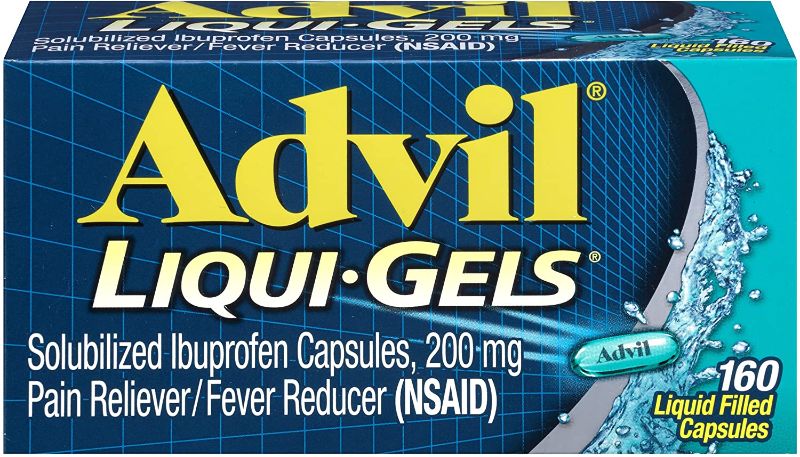 Photo 1 of Advil Liqui-Gels Pain Reliever and Fever Reducer, Solubilized Ibuprofen 200mg, 160 Count, Liquid Fast Pain Relief
best by 10 -23 