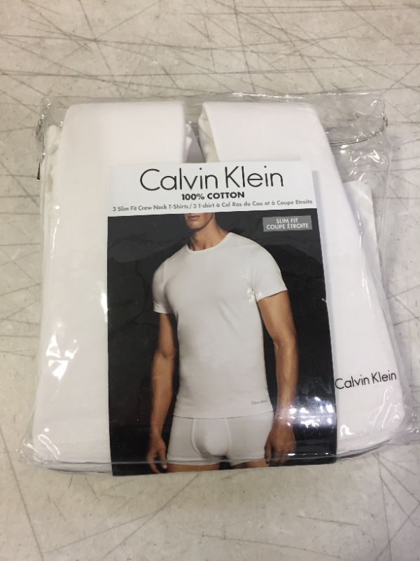 Photo 2 of Calvin Klein Men's Cotton Classics Slim Fit Crew Neck T-Shirts Medium, White