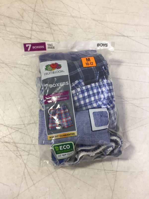 Photo 2 of Fruit of the Loom Boys Underwear, Tartan Plaid Boxers, 7 Pack Medium 10-12 Blue