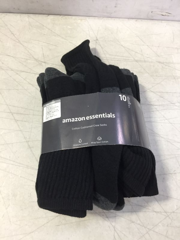 Photo 1 of 10 Pair Men's Crew Socks Black and Gray