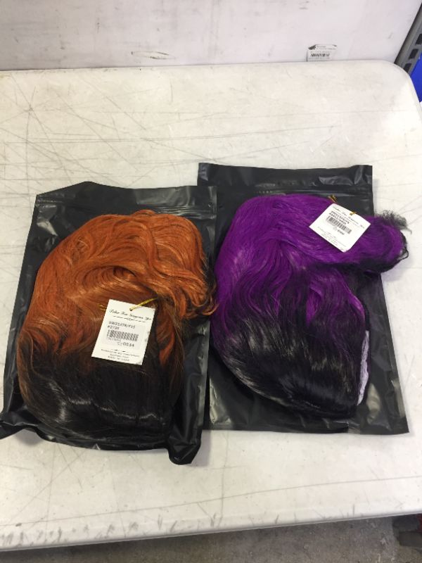 Photo 1 of 2 Pack Wigs, Purple Ombre and Orange Ombre