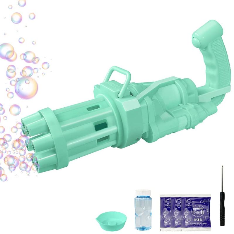 Photo 1 of Gatling Automatic Bubble Machine Maker for Toddlers 8 Hole Gatling Maker 2021 Cool Toys Electric Bubble Machine Children's Gift Eight Hole Automatic Bubble Maker for Kids (Green)
