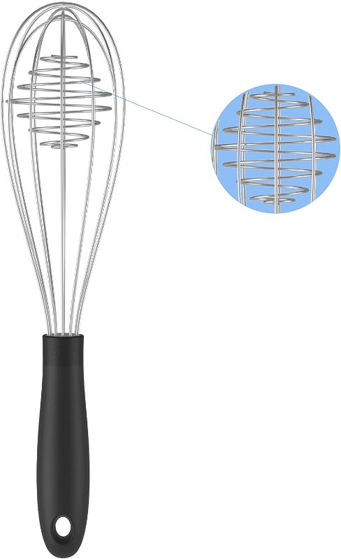 Photo 1 of 12-Inch Effortless Stainless Steel Whisk, Balloon Wisk Kitchen Tool, Metal Wire Wisk Utensil, Egg Fast Beater Whisk, Sturdy Kitchen Aid Tool for Whisking, Cooking, Frothing Blending, Beating, Stirring
