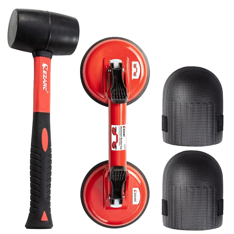 Photo 1 of EZARC Floor Gap Fixer Tool, Laminate Flooring Gap Repair Kit Include Heavy Duty Double Aluminum Suction Cup, Rubber Mallet and Foam (Can't use on Scraped Surface Floor)