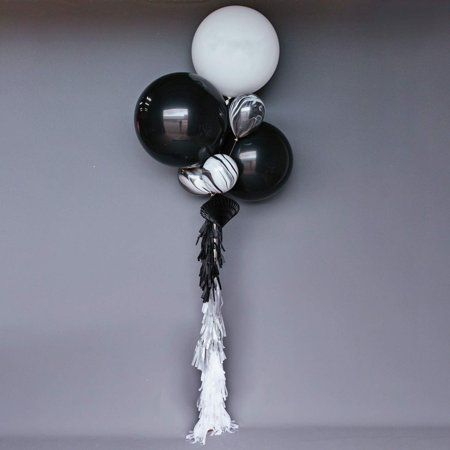 Photo 1 of 10 Pack Latex Balloons Set 36 Inches Jumbo Balloons 12 Inches Marble Balloons Paper Tassels,Black/White/Marbled LAttLiv - 42.5"L X 25.2"W
