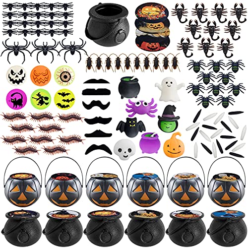 Photo 1 of 128 Pcs Halloween Decorations 12 Pack Prefilled Pumpkin Jars with Variety Mochi Squeeze Fidget Toys and Balls for Kids Halloween Party Favors,Trick or Treat ,Halloween Miniatures,Halloween Goodie Bags
