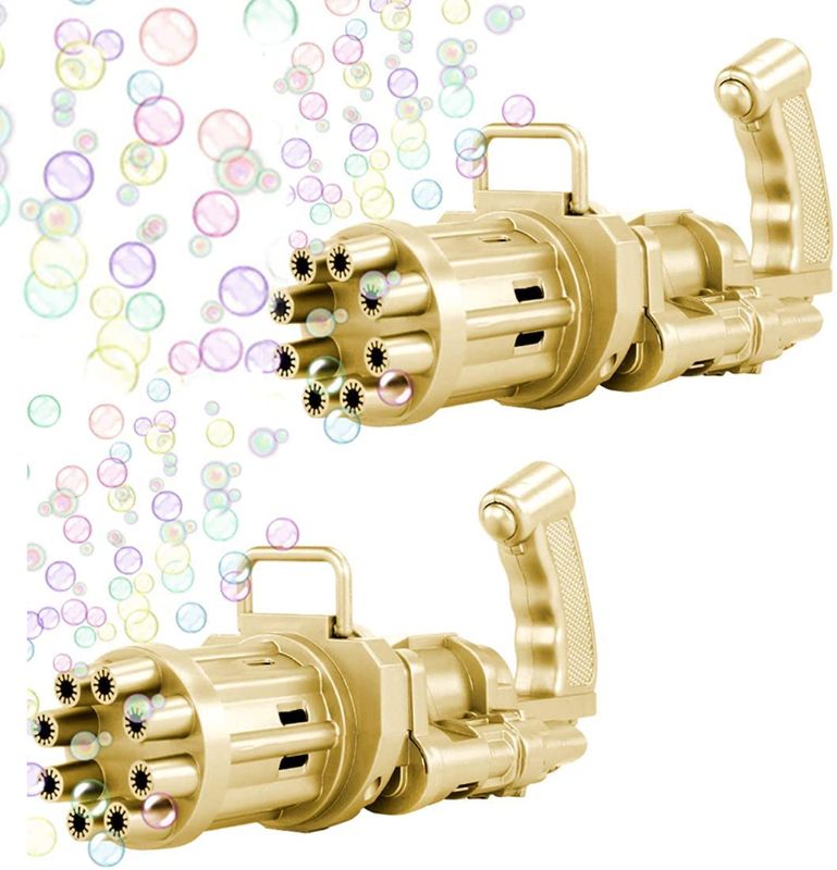 Photo 1 of Cihely Gatling Bubble Machine Electric Bubble Gun Toy 2021 Cool Toys Gift Eight Hole Huge Amount Automatic Bubble Maker Kids Bubble Gun Outdoor Toys for Boys and Girls (2 Pack Gold)
