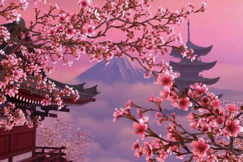 Photo 1 of 1000 Piece Cherry Blossoms Puzzles Spring Mount Fuji Jigsaw Puzzle for Adult
