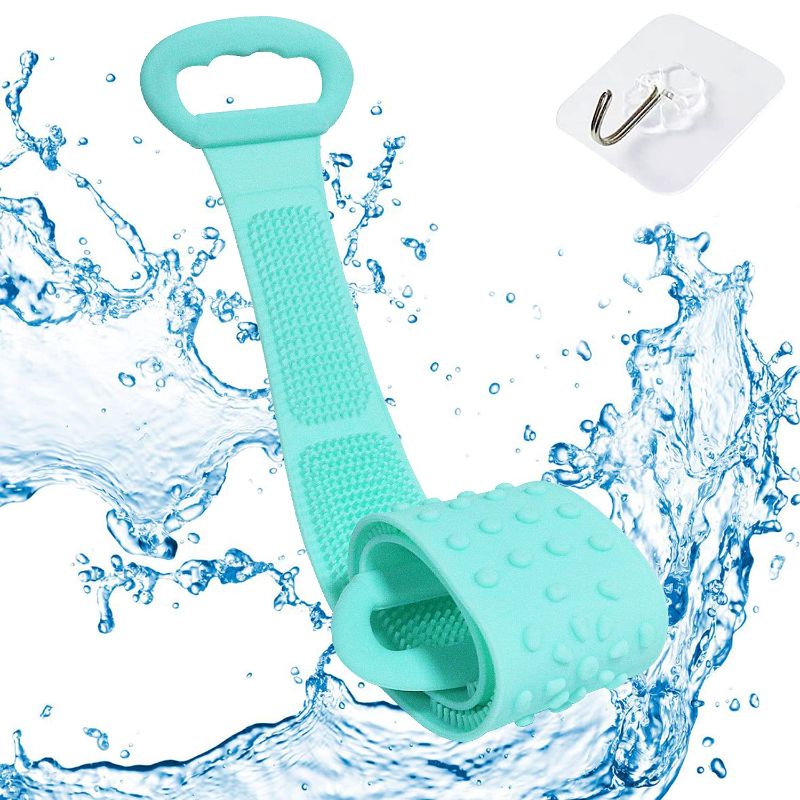 Photo 1 of ZC GEL Back Scrubber for Shower (31.5IN), Updated Silicone Body Brush Exfoliating Lengthen Body Scrubber,Easy to Clean, Lathers Well,More Hygienic and Comfortable Massage for Shower (Green)
