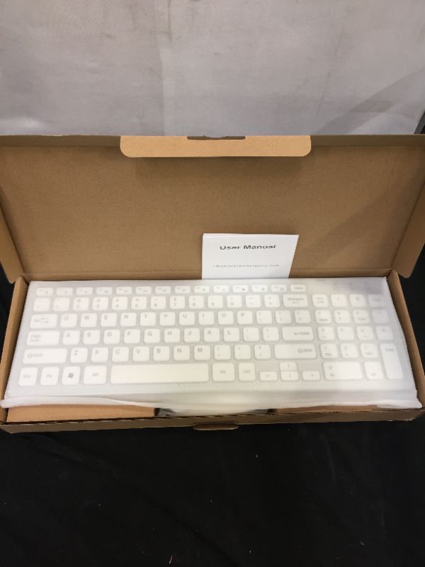Photo 1 of Wireless Keyboard and Mouse Combo, Gamcatz Ultra Thin Full Size Keyboard with Number Pad and Rechargeable Slient Click Mouse for Mac iMac MacBook Air PC Laptop Tablet Computer Windows-Silver White
