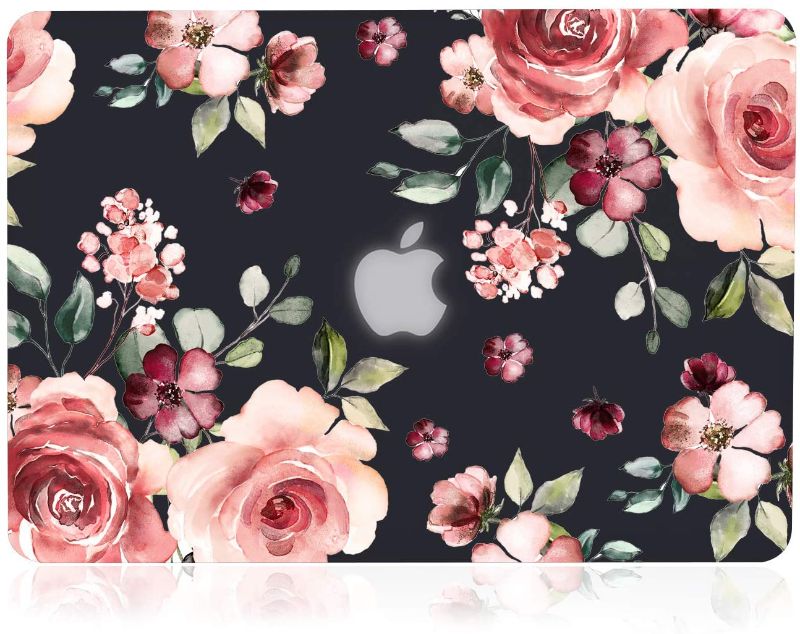 Photo 1 of iDonzon Case for MacBook Pro 13 inch A2159 A1989 A1706 A1708 2019 2018 2017 2016 Release, 3D Effect Matte Black See Through Hard Cover Compatible Mac Pro 13.3 inch with Touch ID - Peony Flowers
