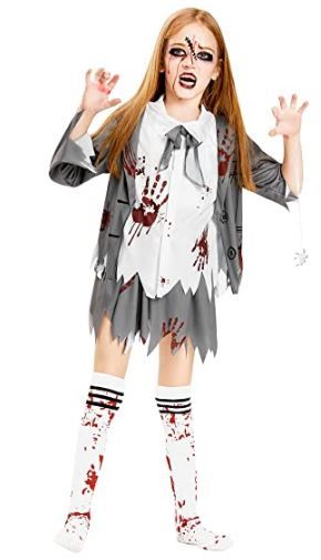 Photo 1 of  Zombie Halloween Costume, Girls Boys Women Cheerleader High School Prisoner Bride Nurse Bloody Kids Fancy Dress Outfit SIZE 3-4T
