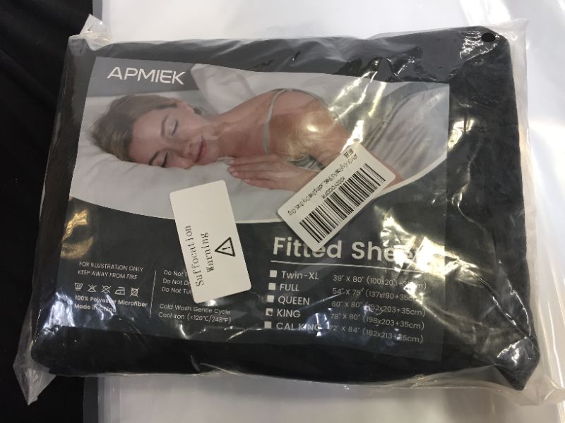 Photo 2 of APMIEK King Size Fitted Sheet Only - Single Fitted Deep Pocket Sheet -Soft Microfiber for Mattress Up to 16 inches Elastic All Around- 1 Fitted Bed Sheets (Black, King)
