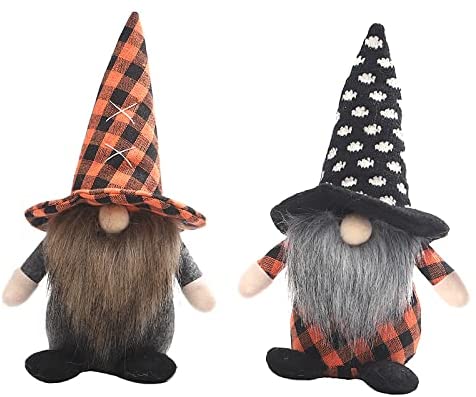 Photo 1 of 2 PCS Halloween Gnome, Thanksgiving Shelf Decoration Autumn Gnomes Witch Plush Gnome Doll Plush Toy Scandinavian Stuffed Gnome Nordic Gnomes Decor for Home Table Window Fireplace Table Decorations

