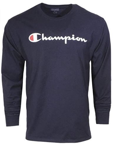 Photo 1 of Champion Men's Classic Long Sleeve Tee, Screen Print Script SIZE MEDIUM
