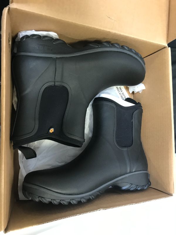 Photo 2 of Bogs Sauvie Waterproof Women's Chelsea Boot, Size 10 in Black Rubber at Nordstrom
