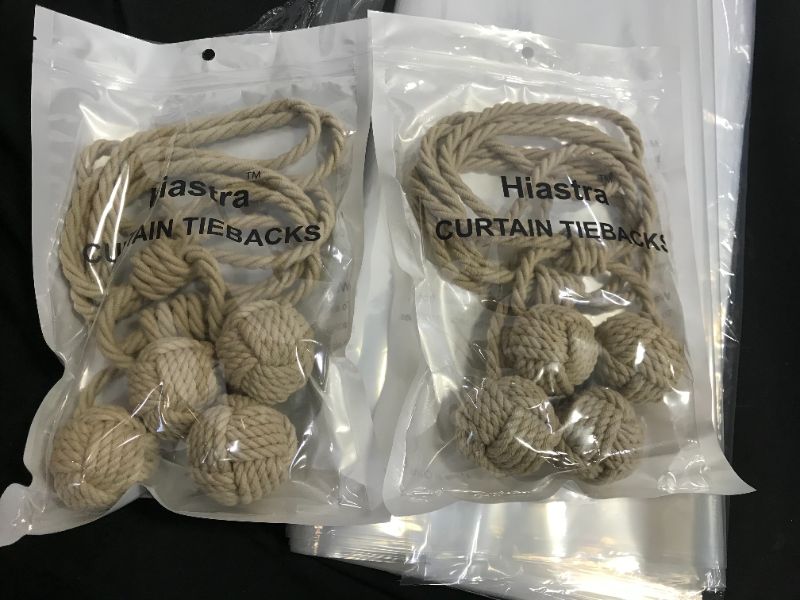 Photo 2 of 2 Curtain Tiebacks, Curtains Ties Natural Cotton Rope for Drapes, Beige Retro Decorative Curtain Tie Backs Rustic Holders, Handmade Drapery Holdbacks for Sheer and Blackout Curtain 2 Packs of 2=4Tiebacks Total
