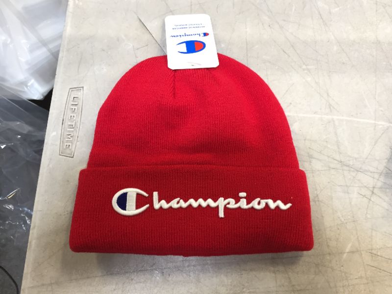 Photo 1 of Champion - Ribbed Knit Cap-Color: Red Scarlet-Size: One Size