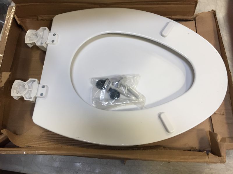 Photo 2 of Bemis 1500EC390 Elongated Closed Front Toilet Seat with Cover, Cotton White (SMALL CRACK LINES)