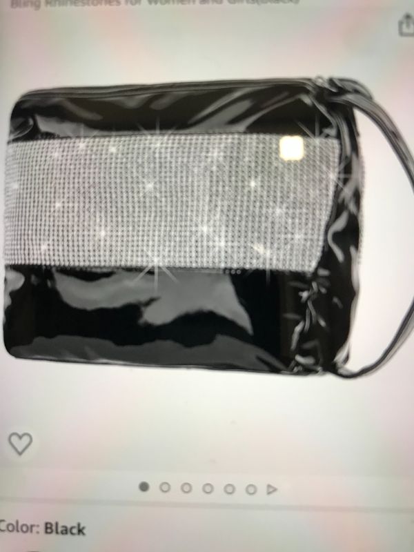 Photo 1 of women's wristlet handbags with rhinestones black leather 
