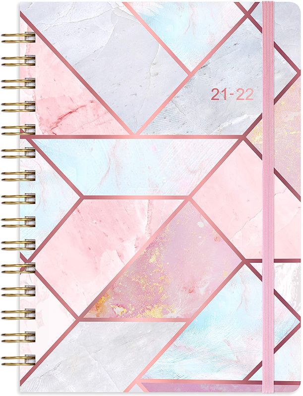 Photo 1 of 2021-2022 Planner - 2021-2022 Weekly & Monthly Planner July - June with Flexible Hardcover, 8.4" x 6.1", Strong Twin- Wire Binding, 12 Monthly Tabs, Inner Pocket, Round Corner, Elastic Closure
