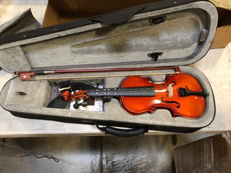 Photo 1 of 1/4 Size SKYVN102 Student Violin with Lightweight Case, Brazilwood Bow, Shoulder Rest, String, Rosin and Mute