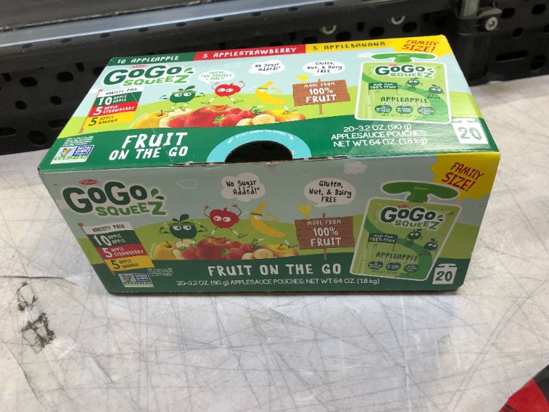 Photo 1 of GoGo squeeZ Applesauce, Variety Apple/Banana/Strawberry - 3.2oz/20ct Exp 2.5.22