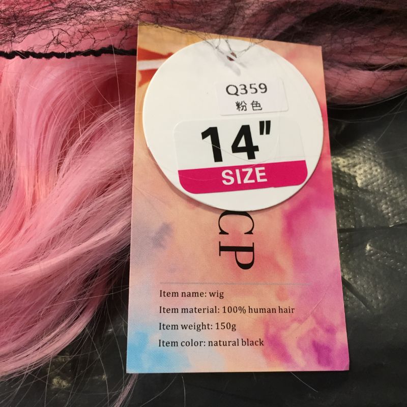Photo 2 of 14" pink wig 100 percent real human hair