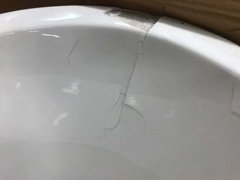 Photo 2 of ---damage ---damage-----29.5-in W x 67-in L White Acrylic Oval Center Drain Freestanding Soaking Bathtub
