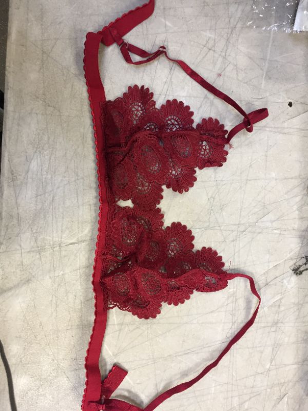 Photo 3 of 5 pack of women's clothes closed toe leggings size small, 3 red bralettes size small and one scarf