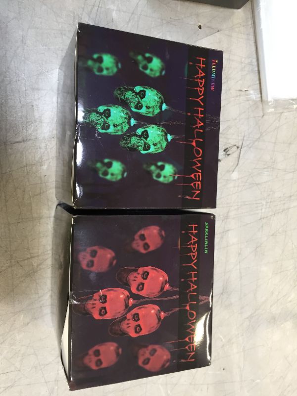 Photo 2 of 2 pack of Halloween String Skull Lights 16ft per box 32ft total