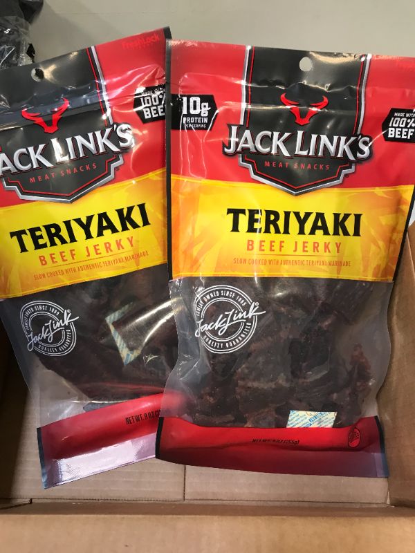 Photo 2 of 
Jack Link’s Beef Jerky, Teriyaki, (2) 9 Oz Bags – Flavorful Everyday Snack, 10g of Protein and 80 Calories, Made with 100% Premium Beef, Soy, Ginger and Onion - 96% Fat Free, No Added MSG exp 10/18/2022