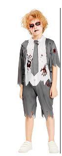 Photo 1 of IKALI Zombie Halloween Costume, Girls Boys Women Cheerleader High School Prisoner Bride Nurse Bloody Kids Fancy Dress Outfit
size 130 (6-8 year olds)