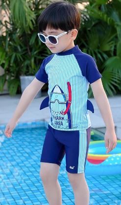 Photo 1 of 361 Kids Swimwear Character Shark Swim Suit Two Pieces Swimming Suit for Boys & Girls Children Bathing Suit Pink Blue Tankini
