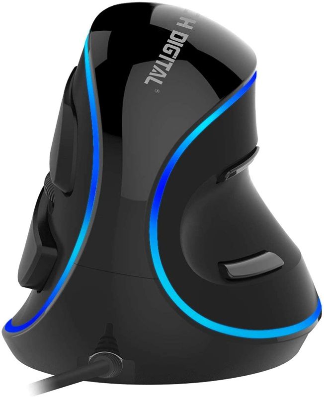 Photo 1 of J-Tech Digital Wired Ergonomic Vertical USB Mouse with Adjustable Sensitivity (600/1000/1600 DPI), Scroll Endurance, Removable Palm Rest & Thumb Buttons [V628]
