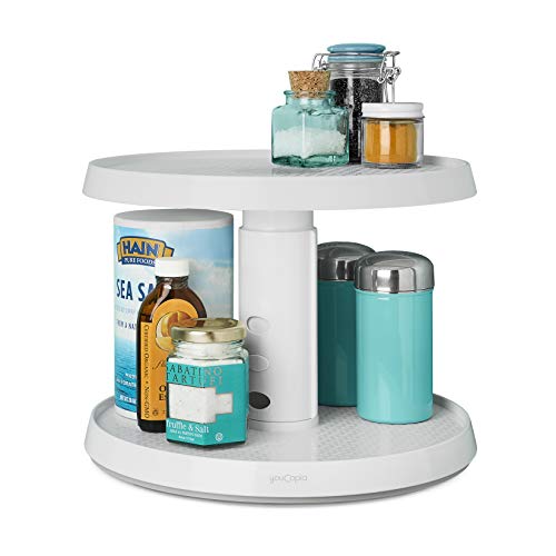 Photo 1 of 2-Tier Height Adjustable Crazy Susan Kitchen Cabinet Turntable and Spice Organizer