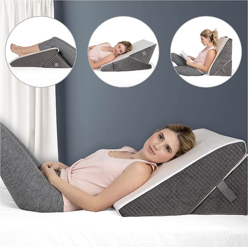 Photo 1 of K?lbs Memory Foam Adjustable Bed Wedge Pillow - 9 and 12 inch Height | Stylish Chic Jacquard Cover | Multi Use Wedge Pillow for Sleeping, Wedge Pillows for Acid Reflux, Heartburn, GERD, Snoring Pillow
